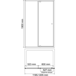Душевая дверь WasserKRAFT Aula 11P05 профиль Хром стекло прозрачное